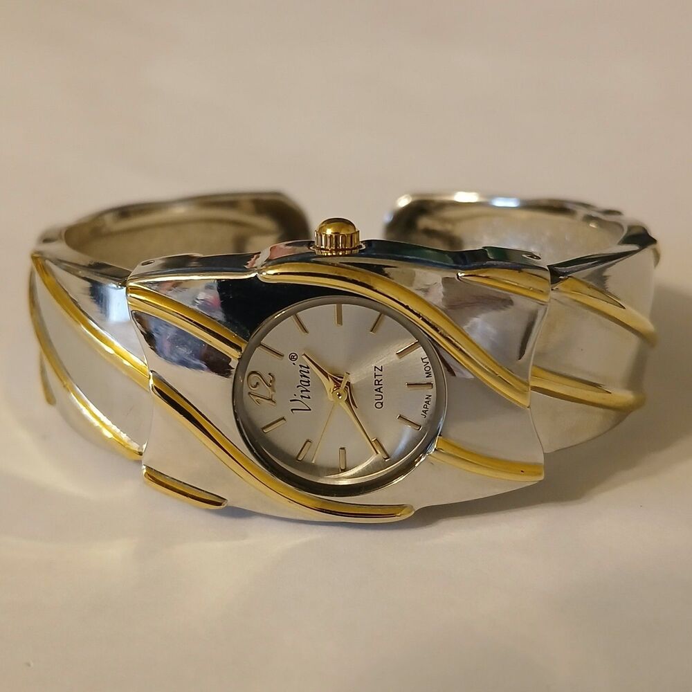Vintage Vivani Women's Two-Toned Cuff Band Analog Cuff Quartz Watch